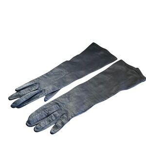 VTG Elegant Black Kid Leather 12.5" Gloves Size Small Casual Evening Driving‎